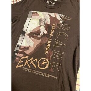 Arcane League Legends EKKO Riot Games Brown T-Shirt MEDIUM Steampunk TV Netflix